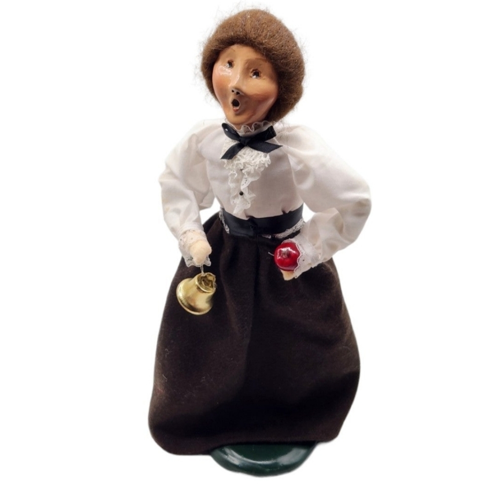 Byers Choice 1994 School Teacher with Apple and Bell Caroler Brunette Figure